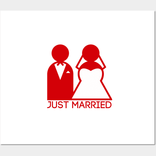 Just Married Newlyweds in Red Wall Art by TheDaintyTaurus